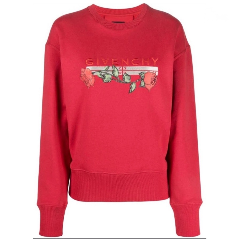 Givenchy Red Crewneck with Floral Graphic